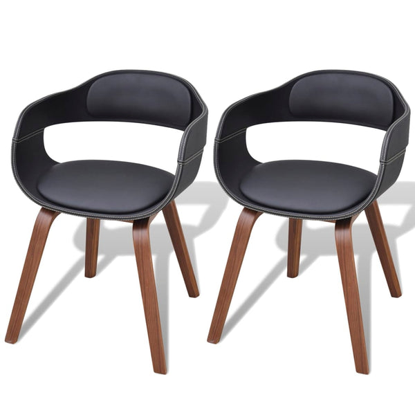 vidaXL Dining Chairs 2 pcs Black Bentwood and Faux Leather