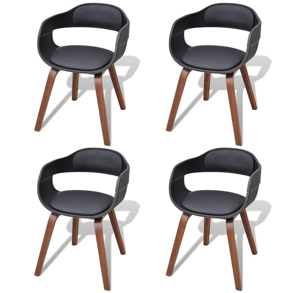 vidaXL Dining Chairs 4 pcs Black Bentwood and Faux Leather