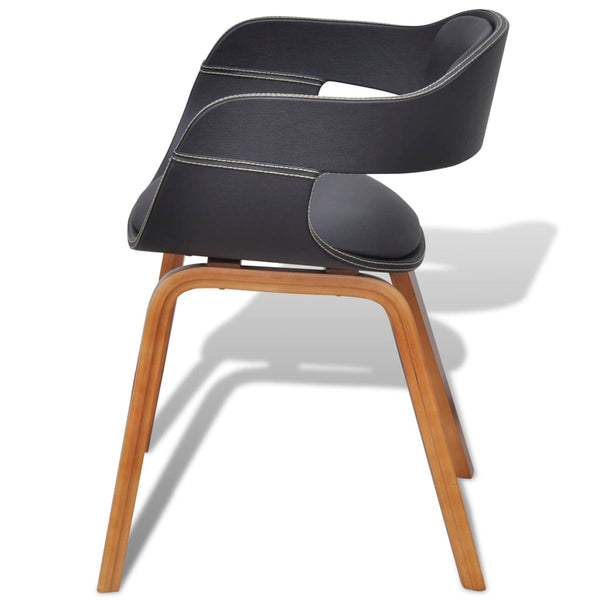 vidaXL Dining Chairs 4 pcs Black Bentwood and Faux Leather