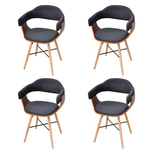 vidaXL Dining Chairs 4 pcs Dark Gray Bentwood and Fabric
