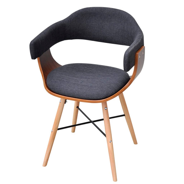 vidaXL Dining Chairs 6 pcs Dark Grey Bentwood and Fabric