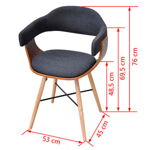 vidaXL Dining Chairs 6 pcs Dark Grey Bentwood and Fabric
