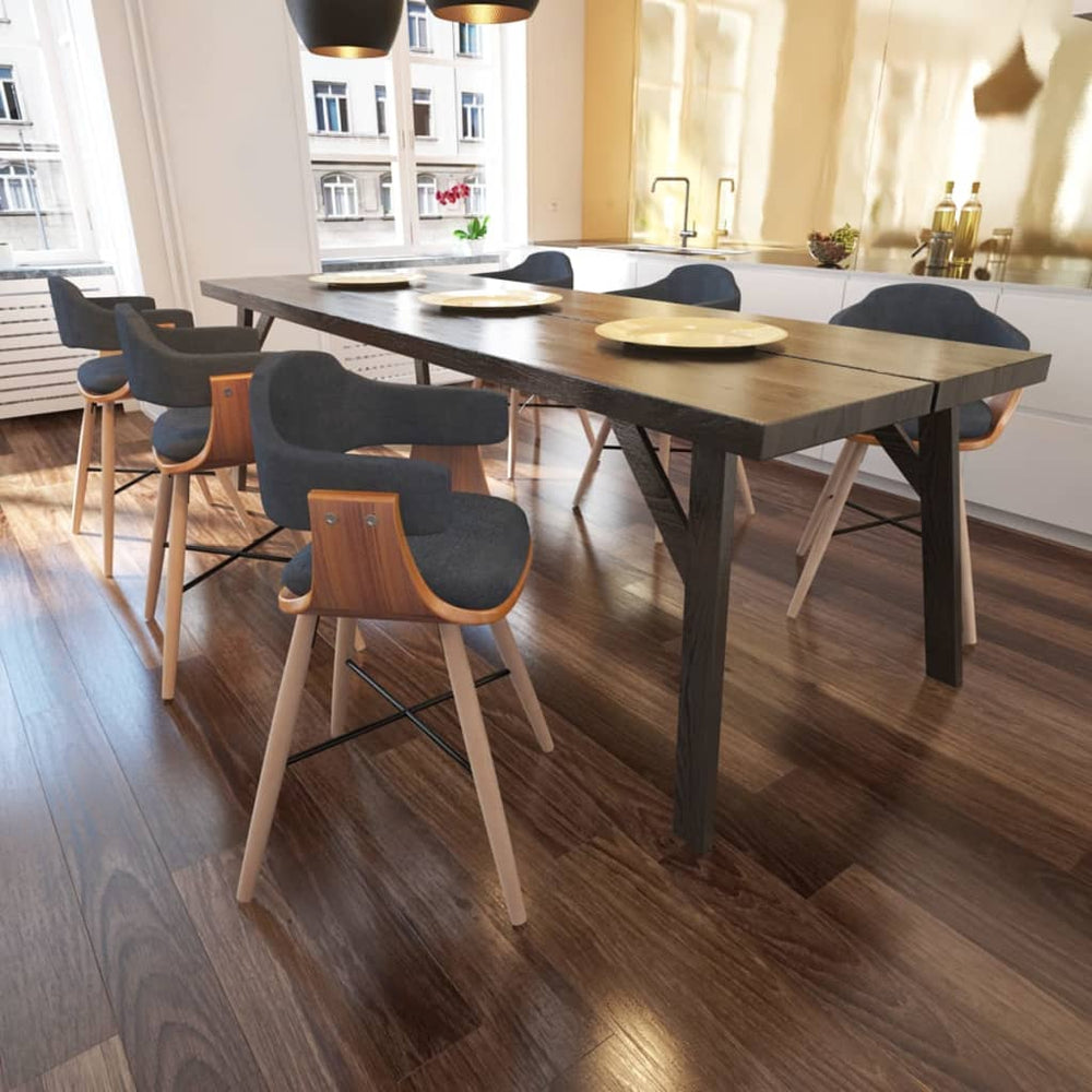 vidaXL Dining Chairs 6 pcs Dark Grey Bentwood and Fabric