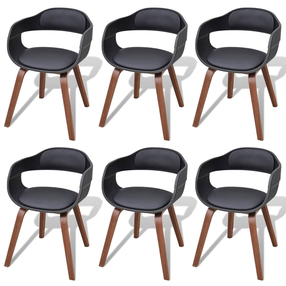 vidaXL Dining Chairs 6 pcs Black Bentwood and Faux Leather