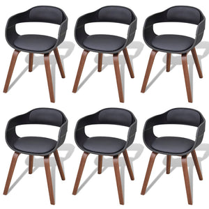 vidaXL Dining Chairs 6 pcs Black Bentwood and Faux Leather