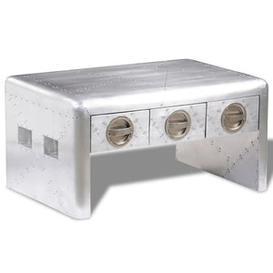 vidaXL Coffee Table with 3 Drawers Vintage Aircraft Style
