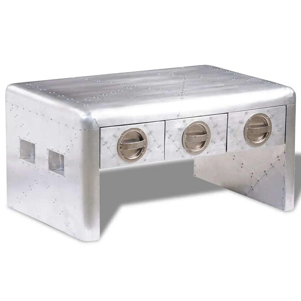 vidaXL Coffee Table with 3 Drawers Vintage Aircraft Style