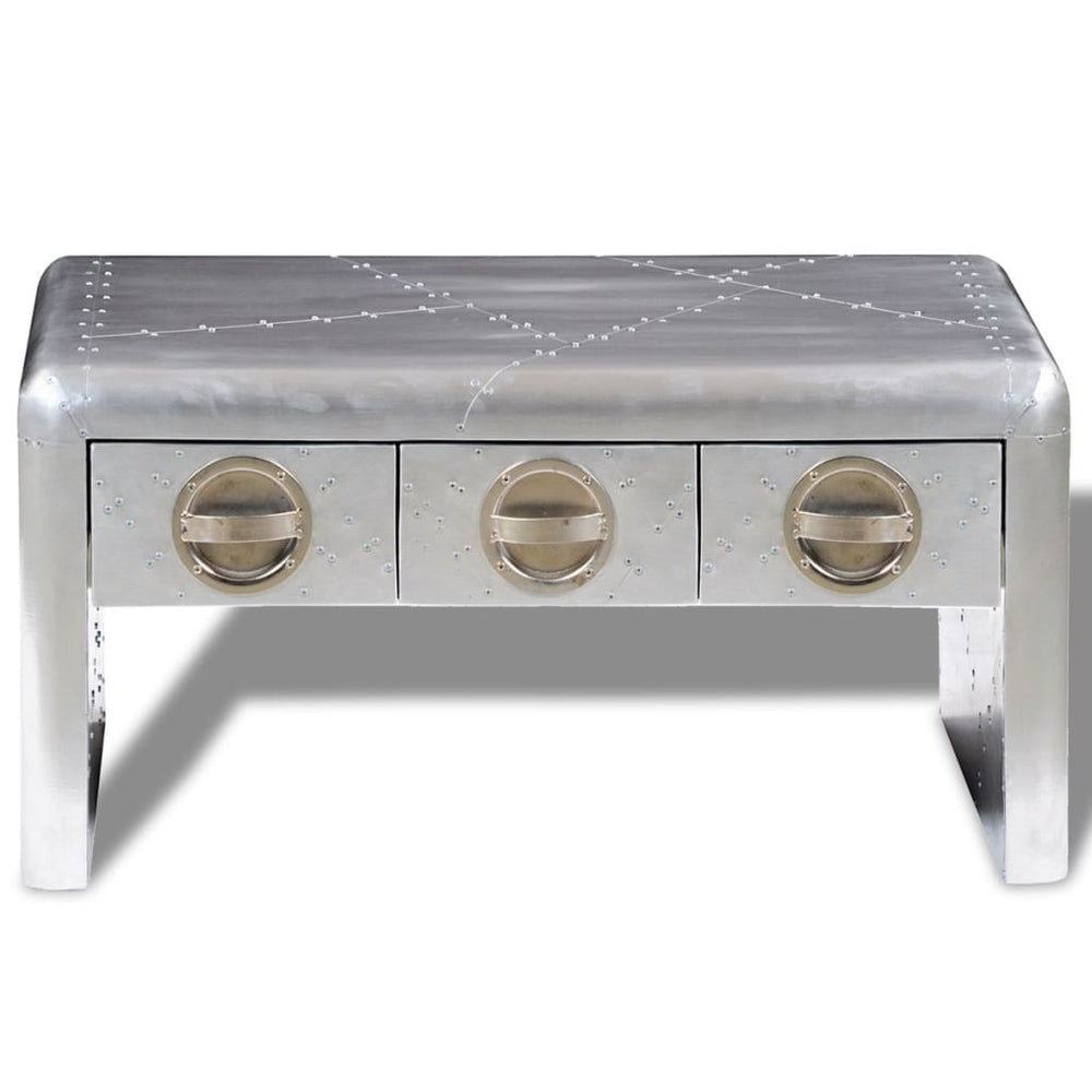 vidaXL Coffee Table with 3 Drawers Vintage Aircraft Style