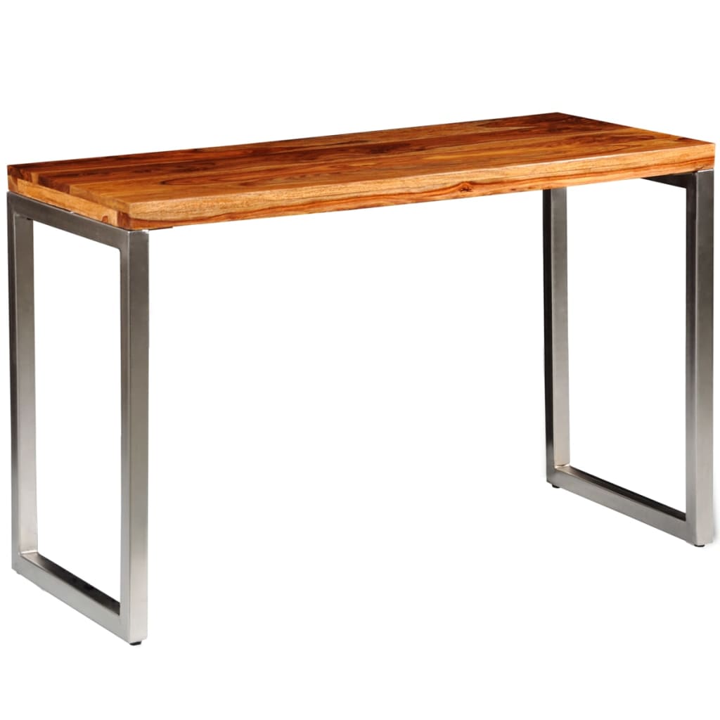 vidaXL Dining Table Solid Wood with Steel Legs