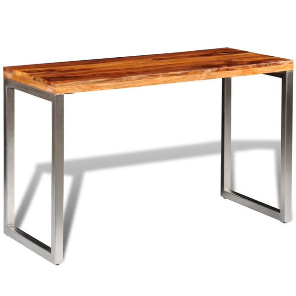 vidaXL Dining Table Solid Wood with Steel Legs