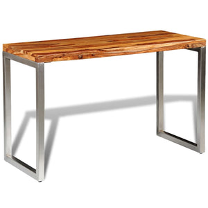 vidaXL Dining Table Solid Wood with Steel Legs