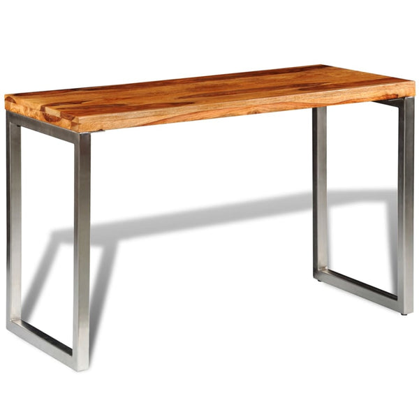 vidaXL Dining Table Solid Wood with Steel Legs