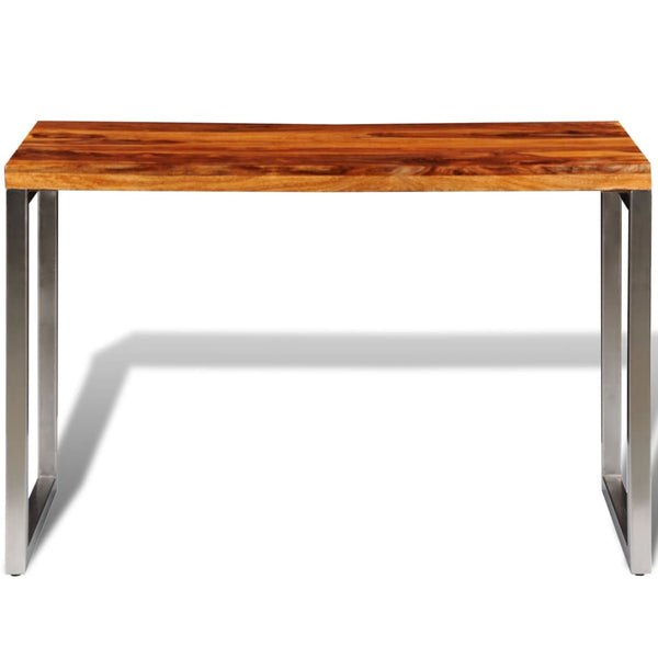 vidaXL Dining Table Solid Wood with Steel Legs