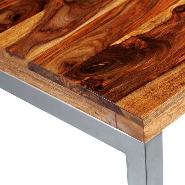 vidaXL Dining Table Solid Wood with Steel Legs
