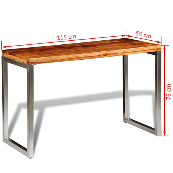 vidaXL Dining Table Solid Wood with Steel Legs