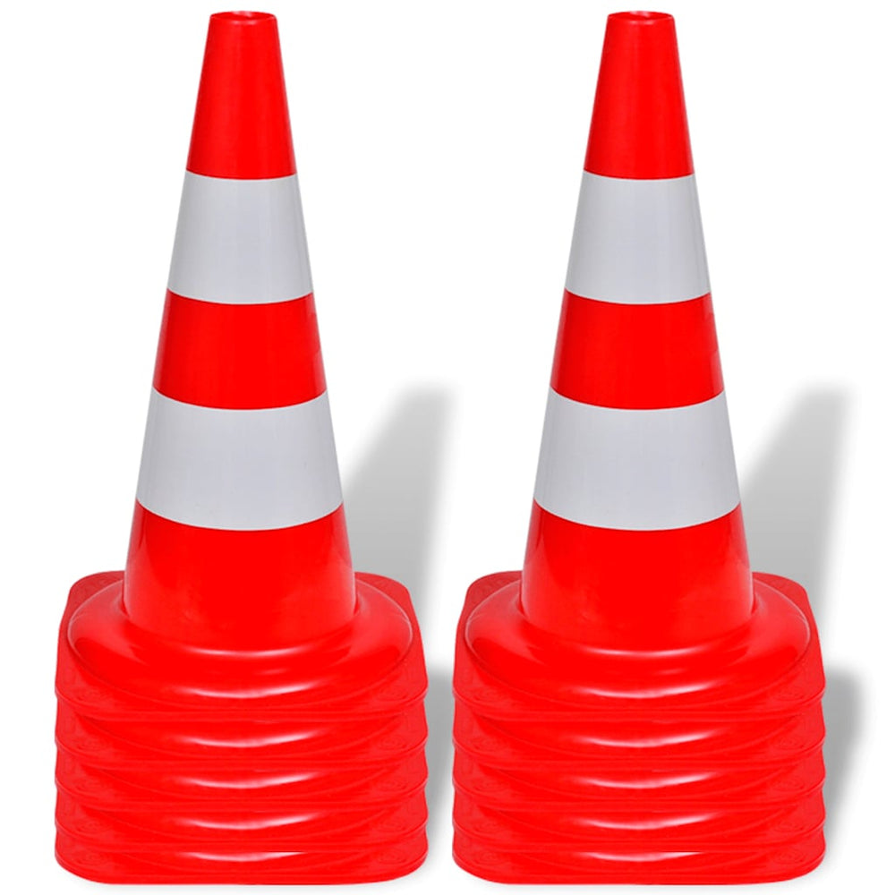 vidaXL Traffic Cones 10 pcs Reflective Red and White 50 cm