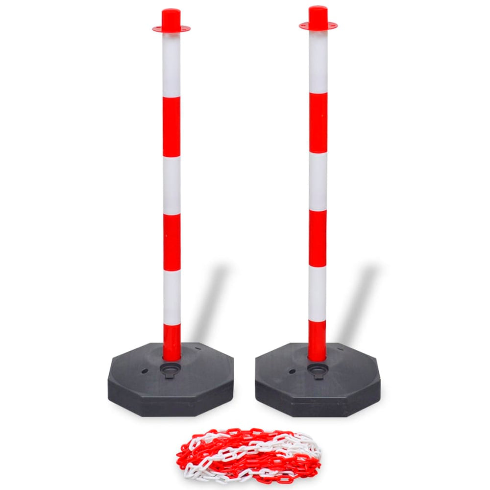 vidaXL Stanchion Set with 10 m Barrier Chain Plastic