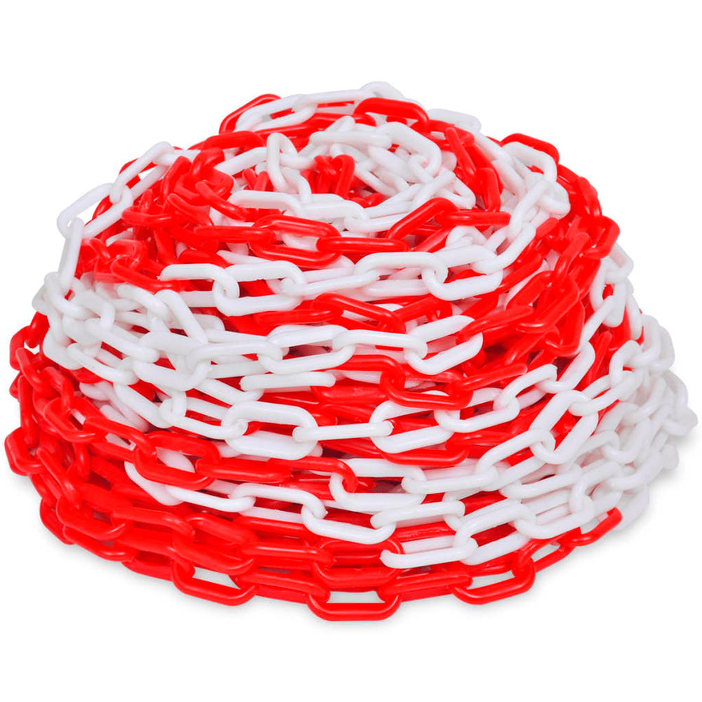 vidaXL Plastic Barrier Chain 30 m Red and White