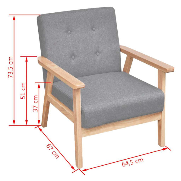 vidaXL Armchair Light Grey Fabric