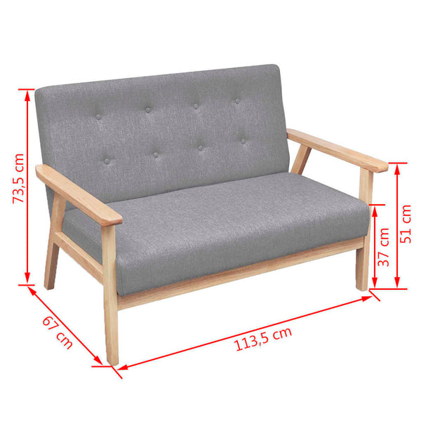 vidaXL 2-Seater Sofa Fabric Light Grey