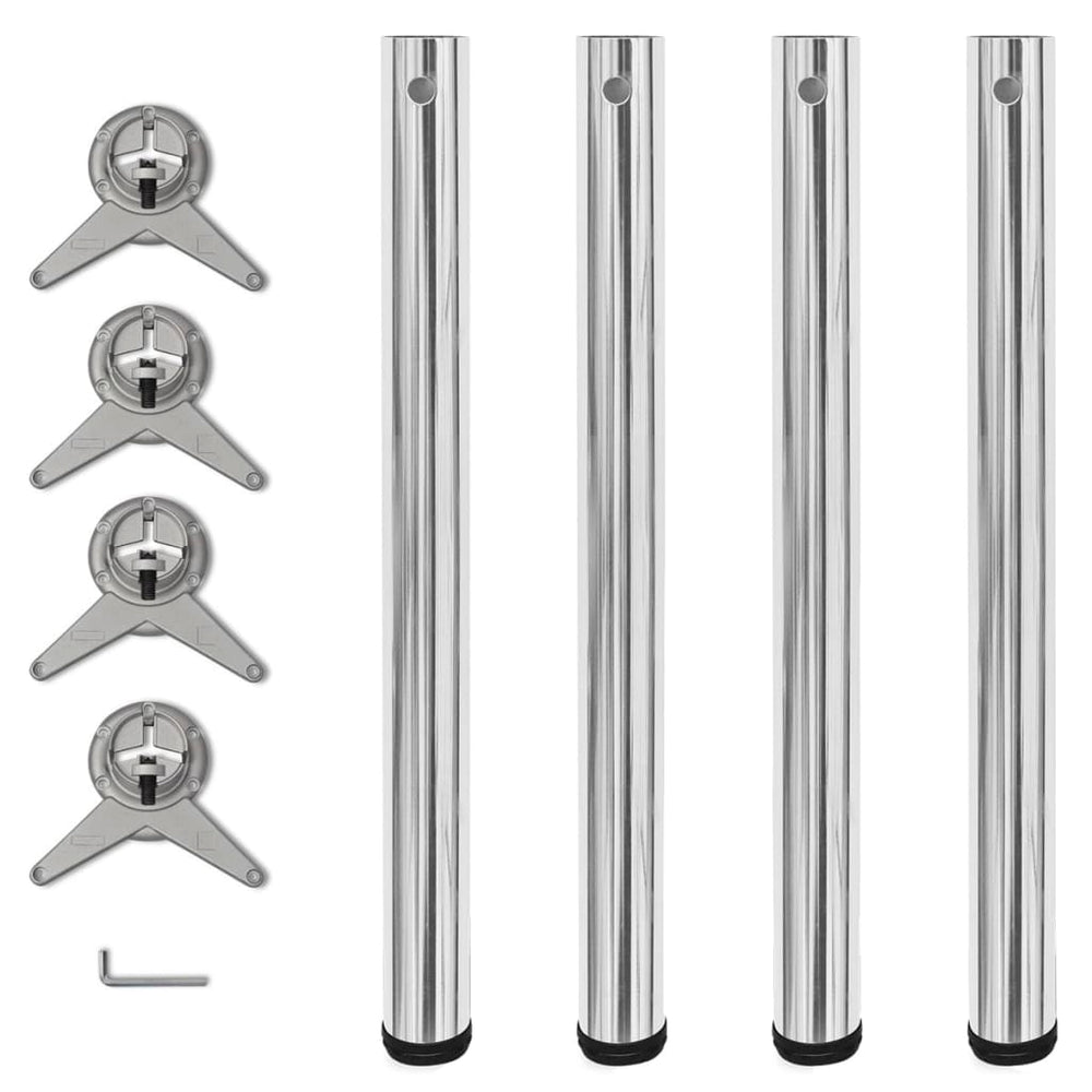 4x Height-Adjustable Table Legs Chrome 710 mm