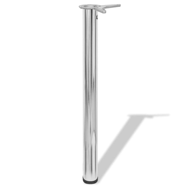 4x Height-Adjustable Table Legs Chrome 710 mm