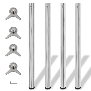 4x Height-Adjustable Table Leg Table Legs Chrome 870 mm