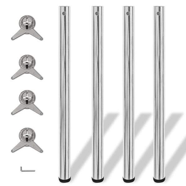 4x Height-Adjustable Table Leg Table Legs Chrome 870 mm