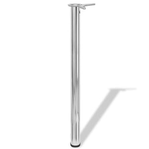 4x Height-Adjustable Table Leg Table Legs Chrome 870 mm