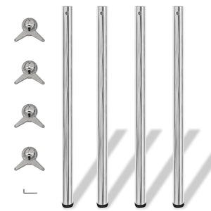 4x Height-Adjustable Table Leg Chrome 1100 mm
