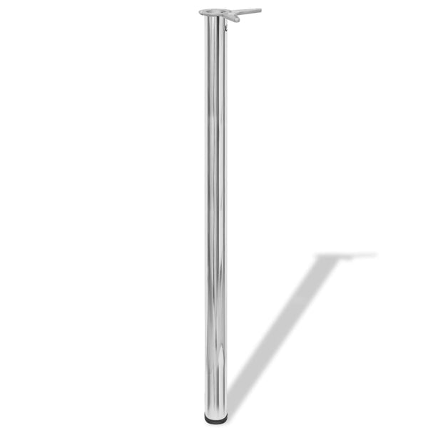 4x Height-Adjustable Table Leg Chrome 1100 mm