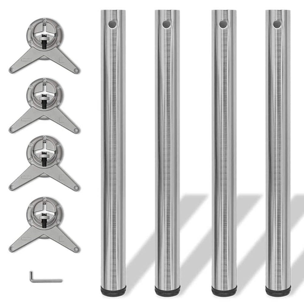 4x Height-Adjustable Table Leg Brushed Nickel 710 mm