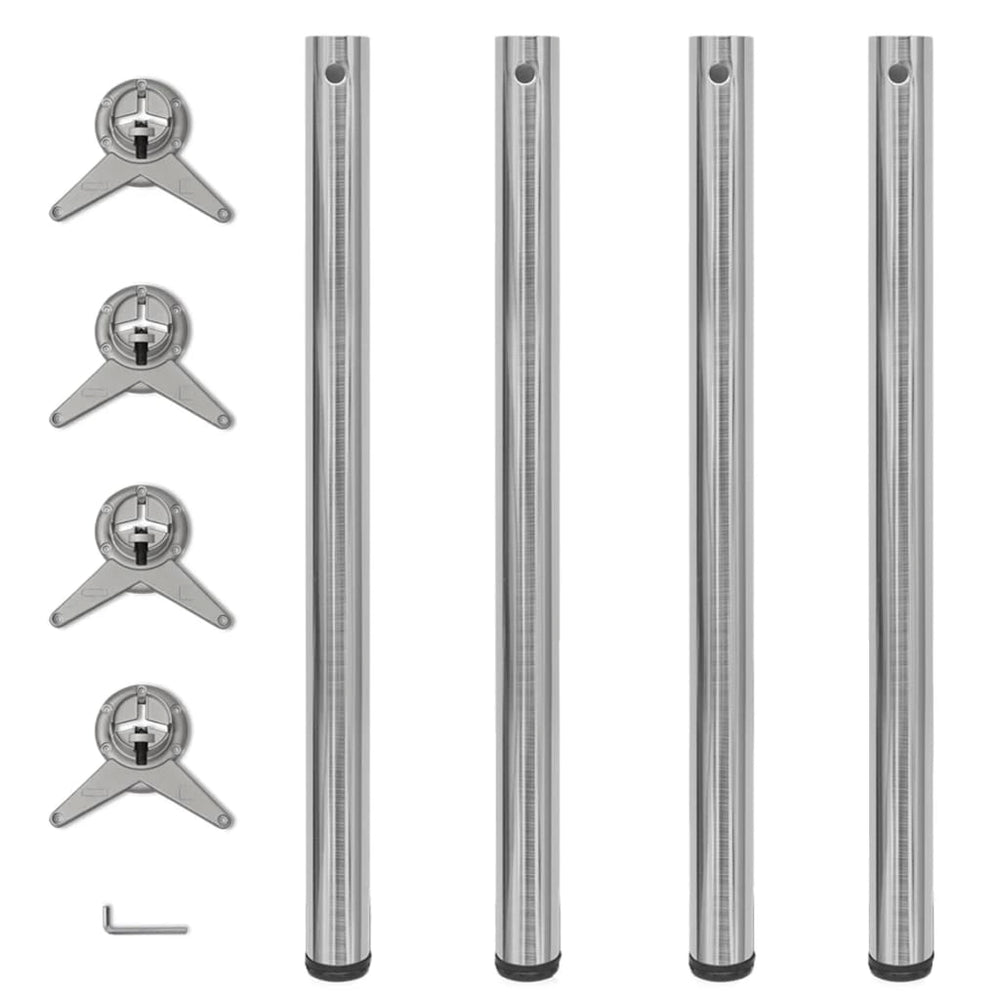 4x height-adjustable table leg brushed nickel 870 mm