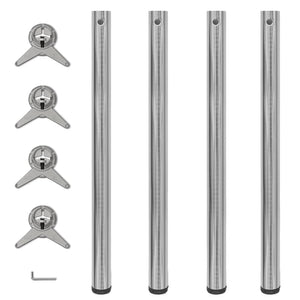 4x height-adjustable table leg brushed nickel 870 mm