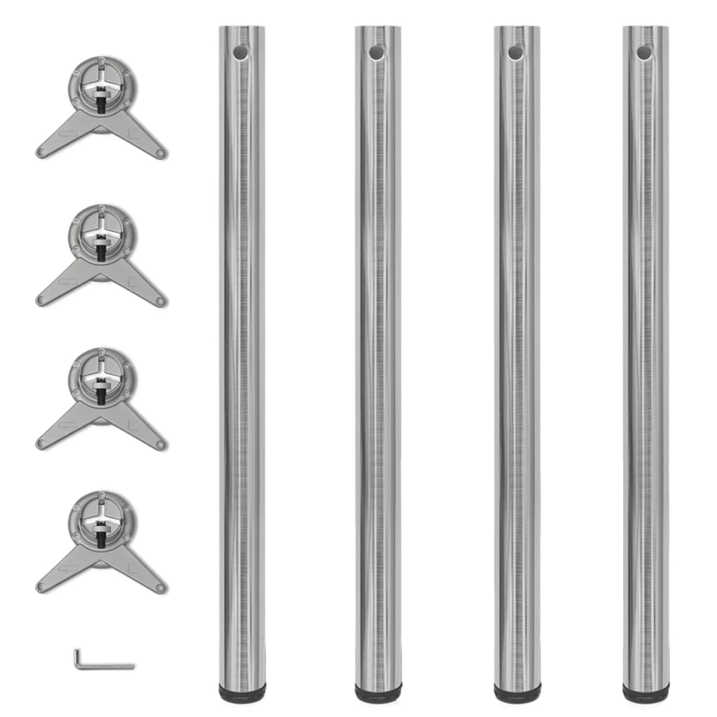 4x height-adjustable table leg brushed nickel 870 mm