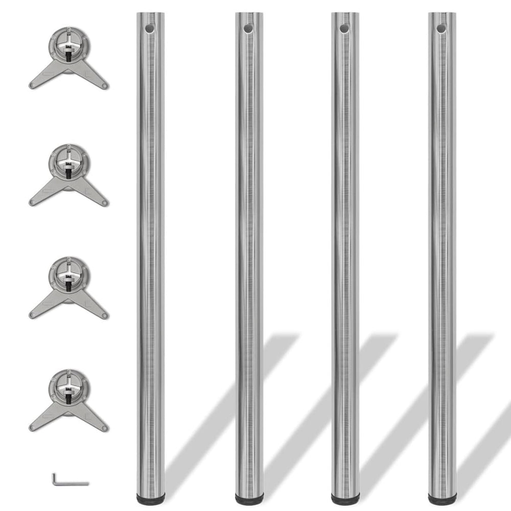 4x height-adjustable table leg brushed nickel 1100 mm