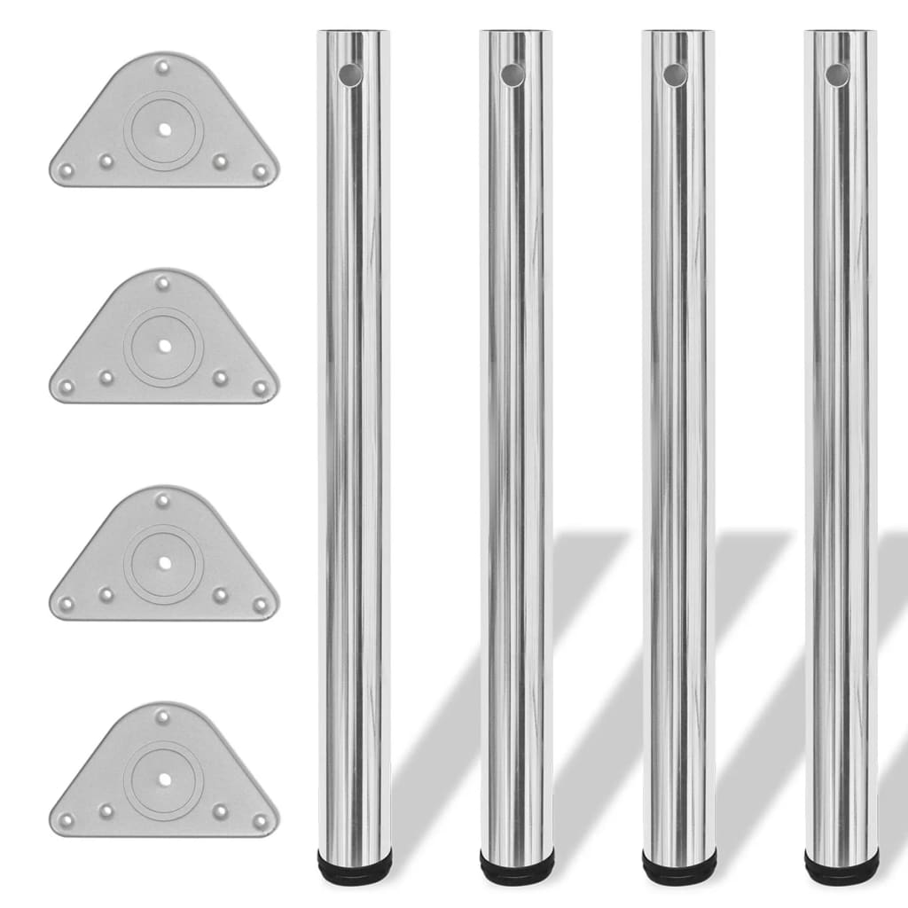 4x Height-Adjustable Table Leg Chrome 710 mm