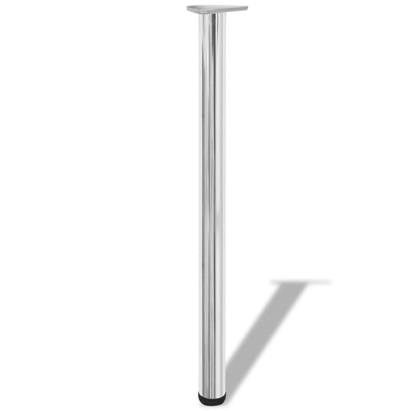 4x Height-Adjustable Table Leg Chrome 870 mm