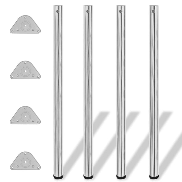 4x Height-Adjustable Table Leg Chrome 1100 mm