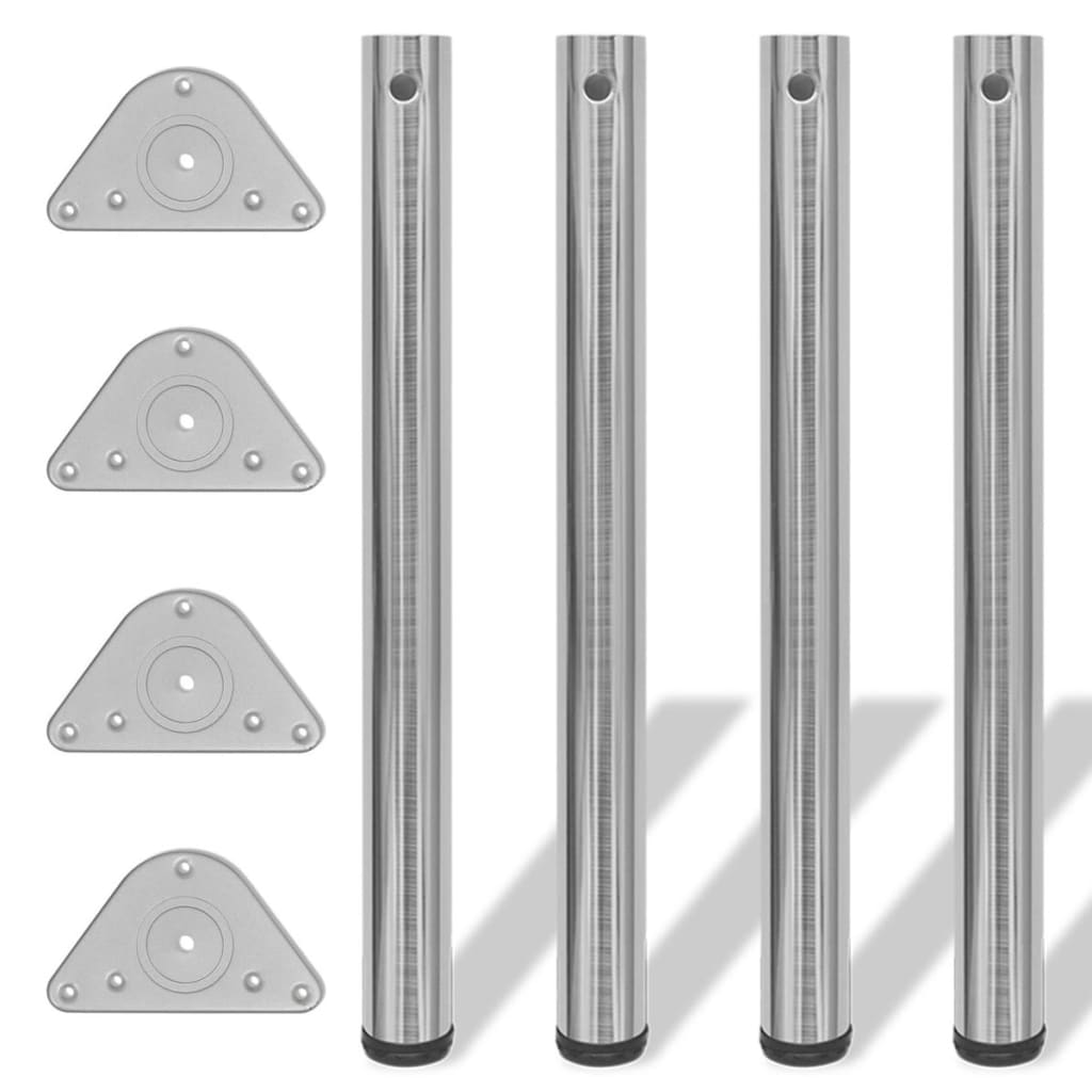 4x Height Adjustable Table Leg Brushed Nickel 710 mm