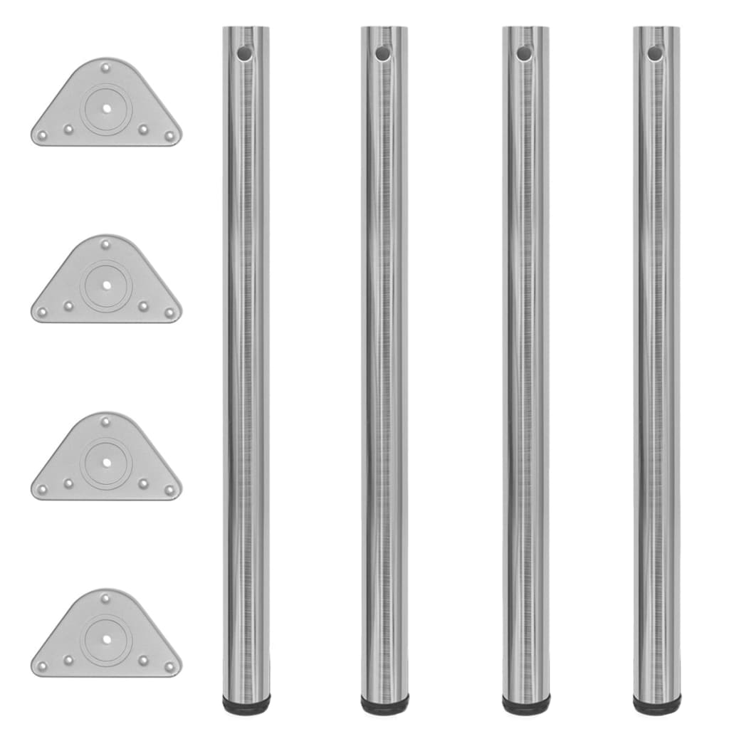 4 height-adjustable table legs, brushed nickel, 870 mm