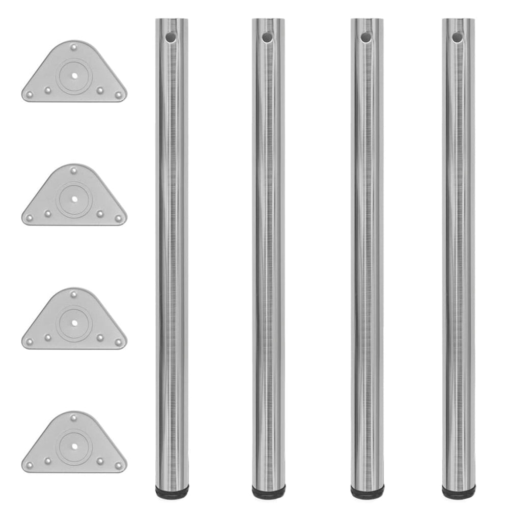 4 height-adjustable table legs, brushed nickel, 870 mm