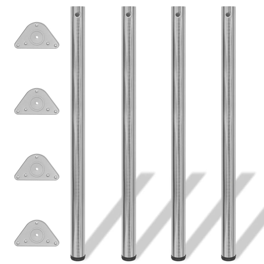 4 height-adjustable table legs brushed nickel 1100 mm