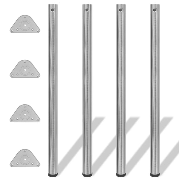4 height-adjustable table legs brushed nickel 1100 mm