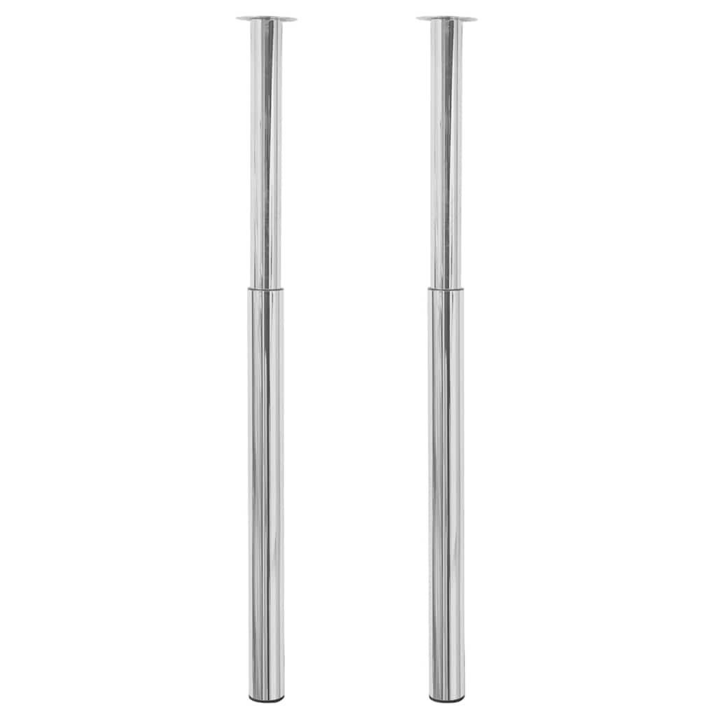 2 x telescopic table leg support leg chrome 710 mm-1100 mm