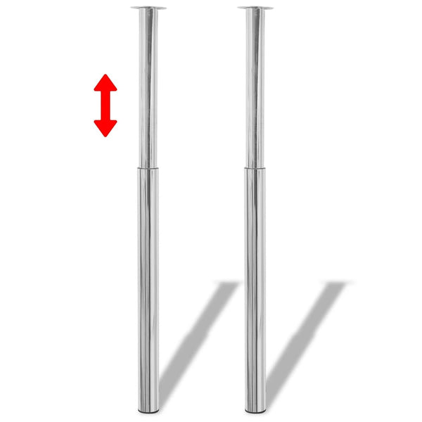 2 x telescopic table leg support leg chrome 710 mm-1100 mm
