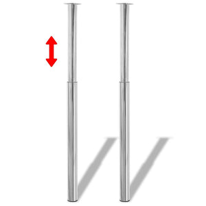 2 x telescopic table leg support leg chrome 710 mm-1100 mm
