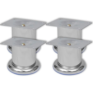 4 x Furniture Leg Sofa Leg Plinth Leg Chrome Round 60 mm
