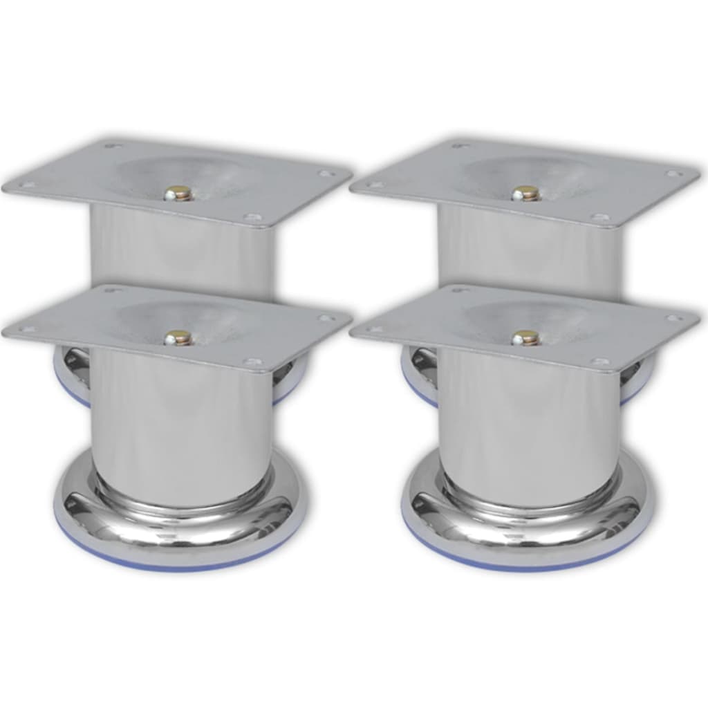 4 x Furniture Leg Sofa Leg Plinth Leg Chrome Round 60 mm