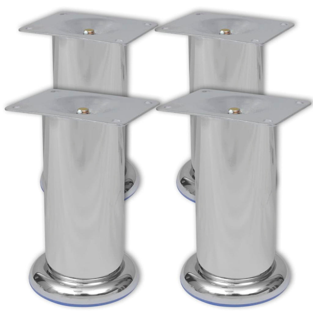 4 x Furniture Leg Sofa Leg Plinth Leg Chrome Round 120 mm
